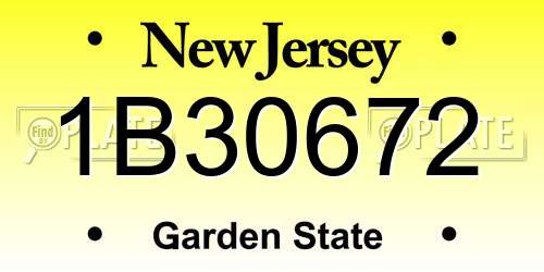 1B30672 New Jersey License Plate