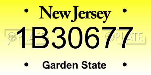 1B30677 New Jersey License Plate