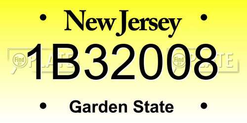 1B32008 New Jersey License Plate