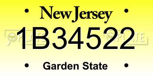 1B34522 New Jersey License Plate