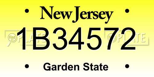 1B34572 New Jersey License Plate