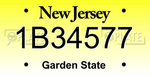 1B34577 New Jersey License Plate