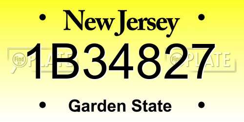 1B34827 New Jersey License Plate