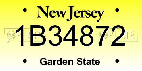 1B34872 New Jersey License Plate