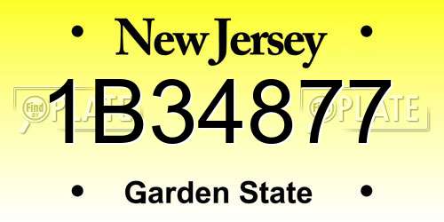1B34877 New Jersey License Plate
