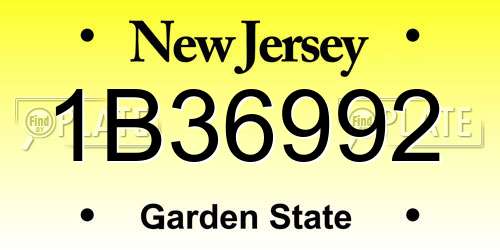 1B36992 New Jersey License Plate