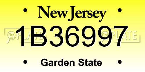 1B36997 New Jersey License Plate