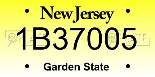 1B37005 New Jersey License Plate