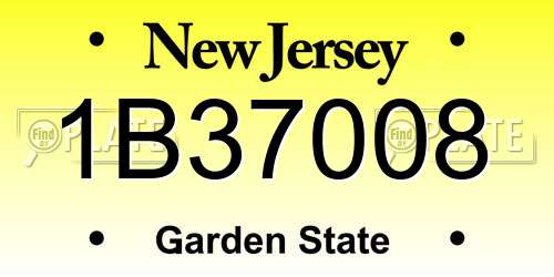 1B37008 New Jersey License Plate