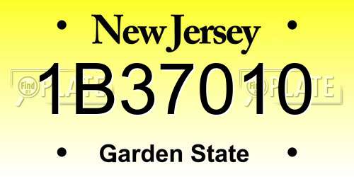 1B37010 New Jersey License Plate