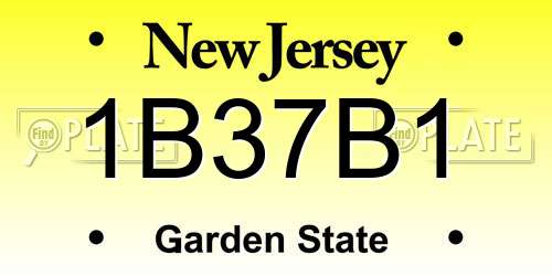 1B37B1 New Jersey License Plate