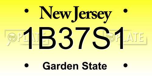 1B37S1 New Jersey License Plate