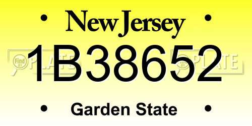 1B38652 New Jersey License Plate