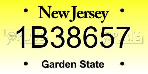 1B38657 New Jersey License Plate