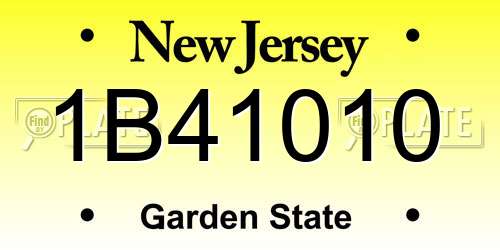 1B41010 New Jersey License Plate