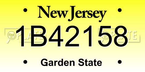 1B42158 New Jersey License Plate