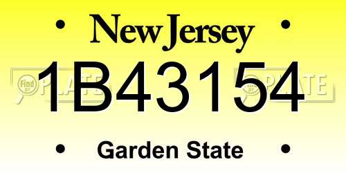 1B43154 New Jersey License Plate