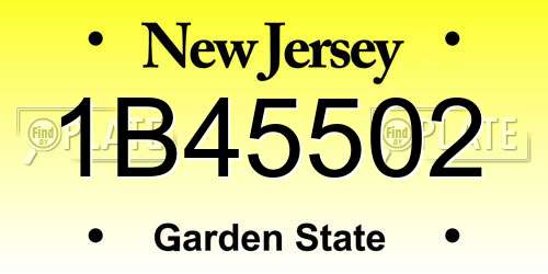 1B45502 New Jersey License Plate