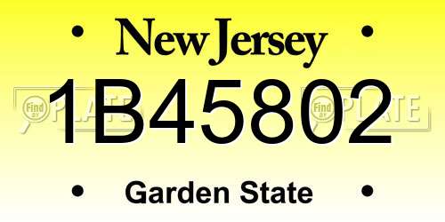 1B45802 New Jersey License Plate