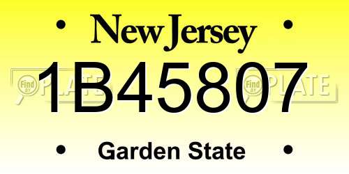 1B45807 New Jersey License Plate