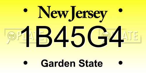 1B45G4 New Jersey License Plate