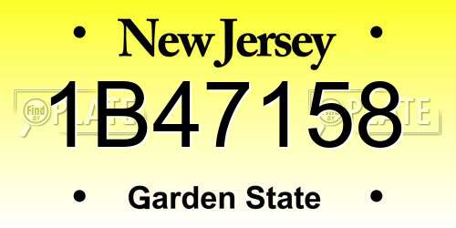 1B47158 New Jersey License Plate