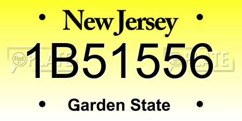 1B51556 New Jersey License Plate