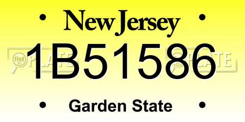 1B51586 New Jersey License Plate