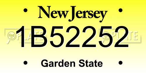 1B52252 New Jersey License Plate