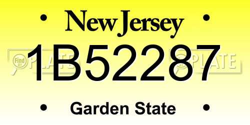 1B52287 New Jersey License Plate