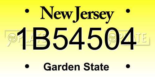 1B54504 New Jersey License Plate