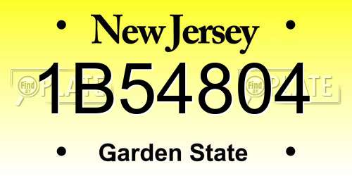 1B54804 New Jersey License Plate