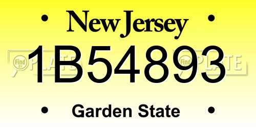 1B54893 New Jersey License Plate