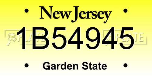1B54945 New Jersey License Plate