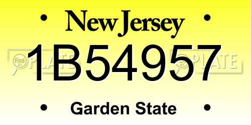 1B54957 New Jersey License Plate