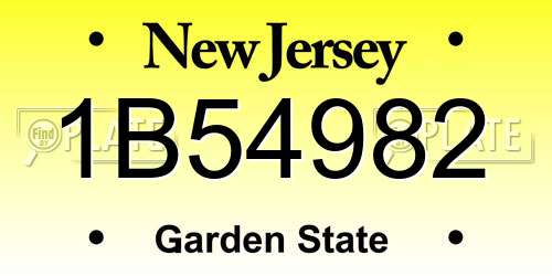 1B54982 New Jersey License Plate