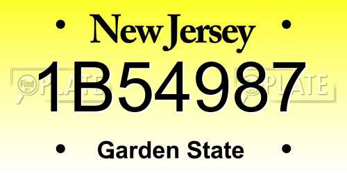 1B54987 New Jersey License Plate