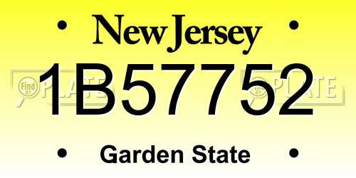 1B57752 New Jersey License Plate