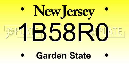 1B58R0 New Jersey License Plate