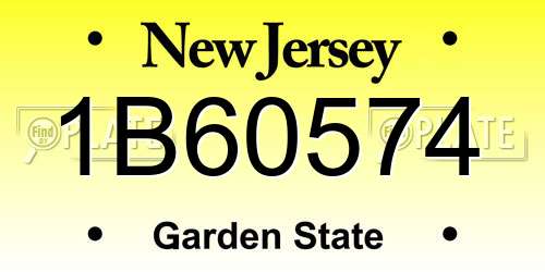1B60574 New Jersey License Plate