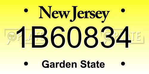 1B60834 New Jersey License Plate