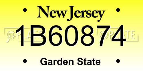 1B60874 New Jersey License Plate