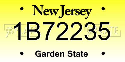 1B72235 New Jersey License Plate