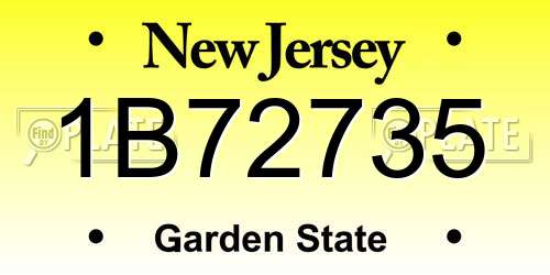 1B72735 New Jersey License Plate