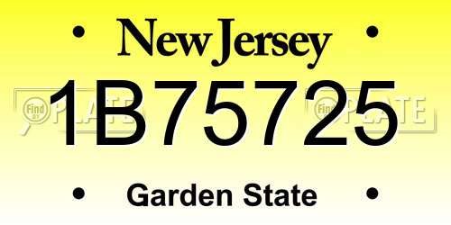1B75725 New Jersey License Plate