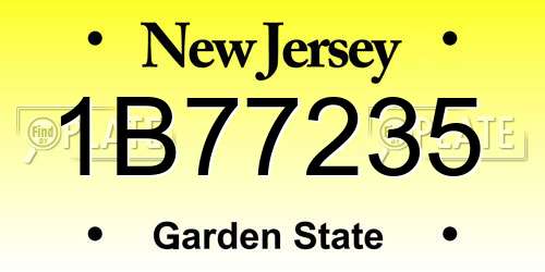 1B77235 New Jersey License Plate