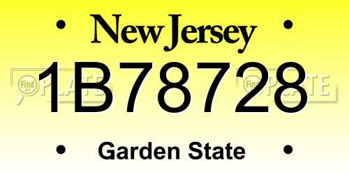 1B78728 New Jersey License Plate