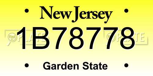 1B78778 New Jersey License Plate