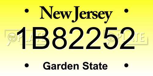 1B82252 New Jersey License Plate