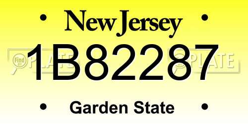 1B82287 New Jersey License Plate